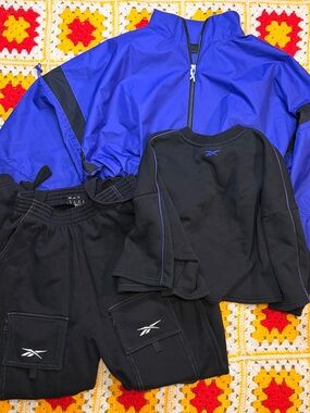 Reebok x Cardi B black and Ultimate Purple 3 Piece Tracksuits M/L Pants Sz L